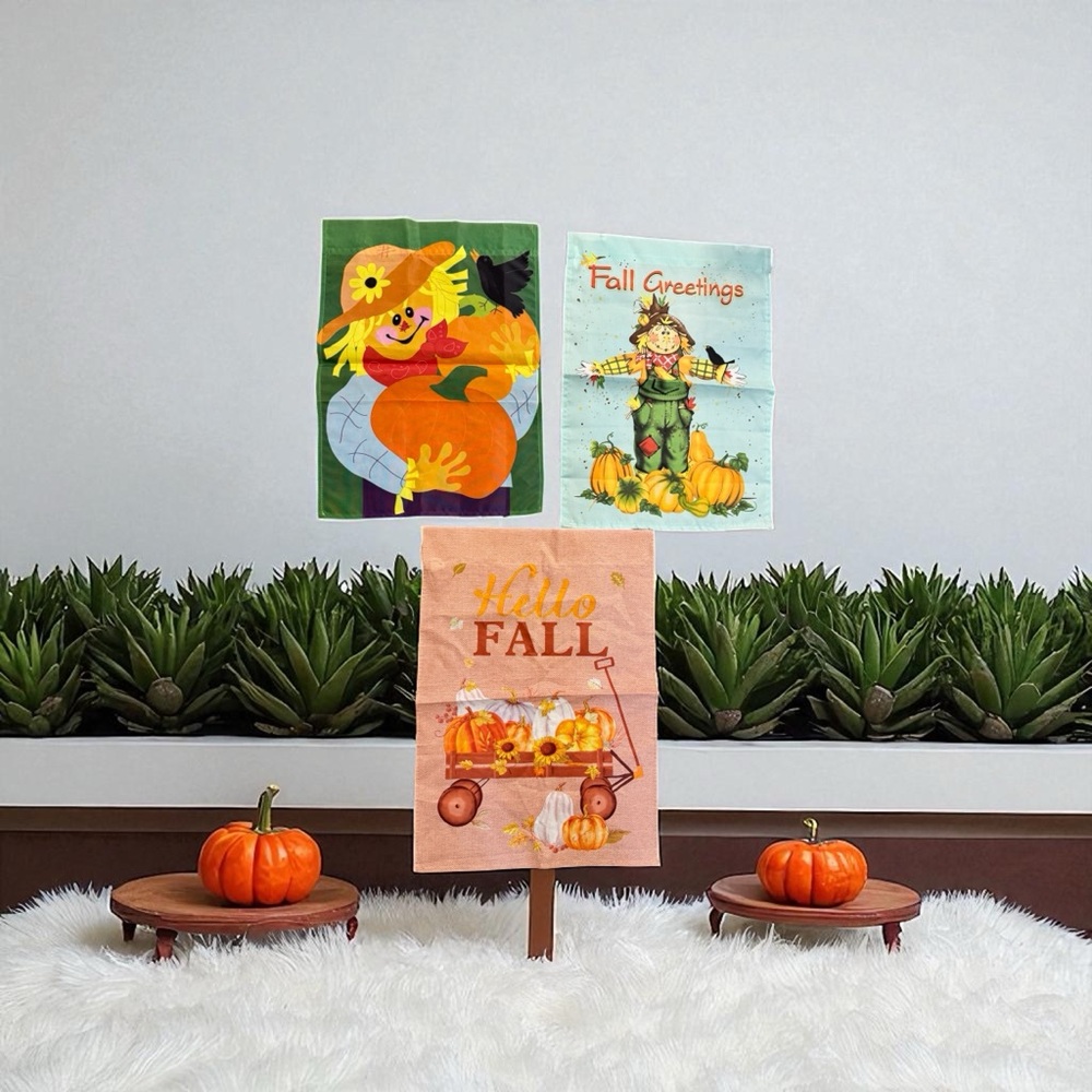 Set of 3 Fall Themed Outdoor Flags
